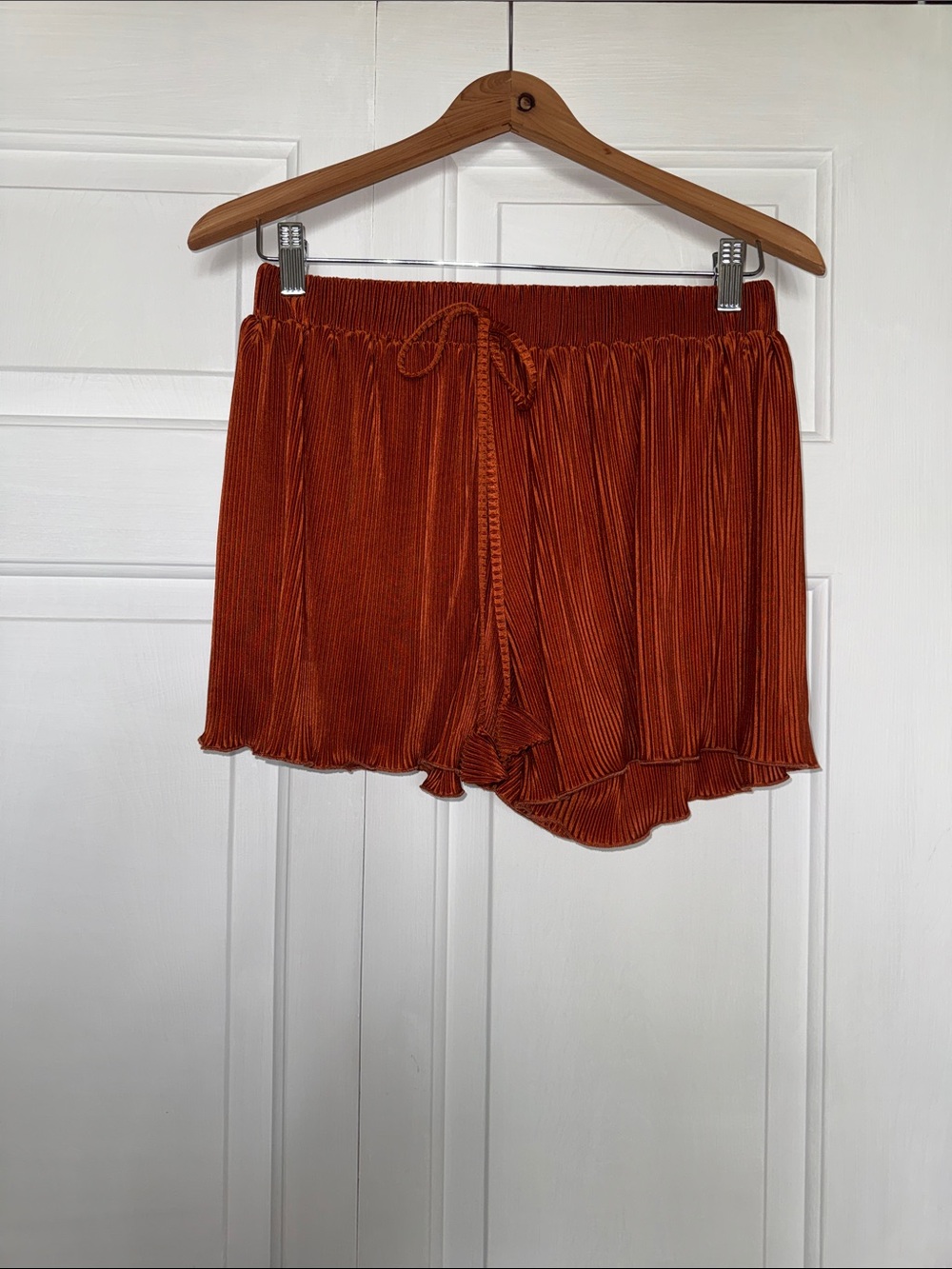 Burnt Orange Pleated Lounge Shorts